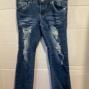 Girls Kroix Brand Distressed Skinny Denim Blue Jeans Size 6
